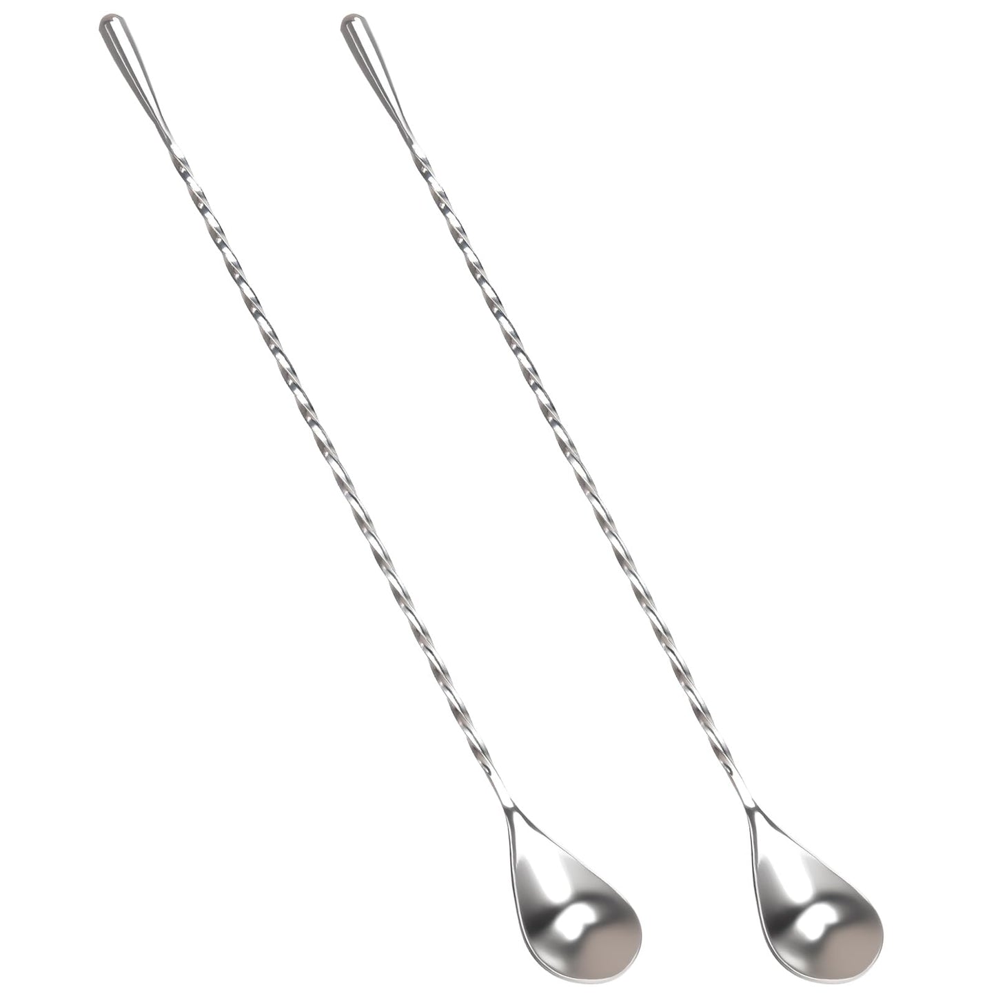Muaoush 2er-Pack Barlöffel, Cocktailrührer, lange Rührlöffel, 30 cm professioneller Spiralrührlöffel für Barkeeper, Heimbar-Mixing Cocktailzubereitung (304er Edelstahl)