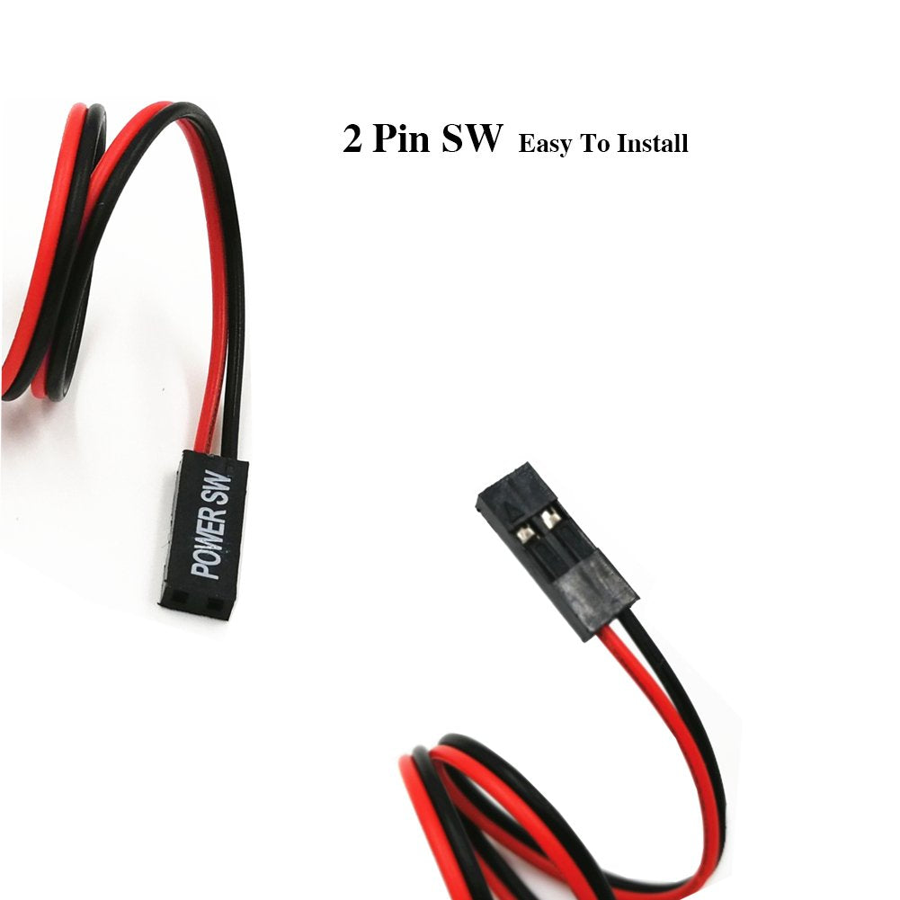 skineat 3er-Pack 2-Pin SW PC-Desktop-Stromkabel Ein/Aus-Druckknopf ATX-Computer-Schalterkabel 45 cm