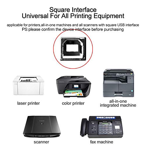 USB-Scannerkabel für Drucker und Computer, High-Speed-Kabel Typ A (Stecker) auf Typ B (Stecker), kompatibel mit HP, Canon, Dell, Epson, Lexmark, Xerox, Samsung und mehr (3 m)