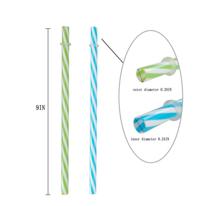 OKGD 100 wiederverwendbare Trinkhalme aus Hartplastik. BPA-frei, 23 cm lang, gestreift, Außendurchmesser 7 mm.