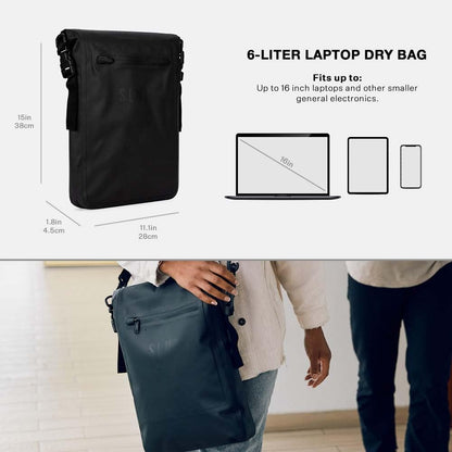 SLNT Wasserdichte Faraday-Laptoptasche - 420D wasserdichtes Nylon, signalblockierender Trockenrucksack - Schützt vor Wasser, Spionage und Hacking - Blockiert RFID, WLAN, Bluetooth, NFC, Mobilfunk, GPS und elektromagnetische Felder (6 Liter)