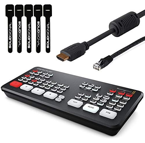 Blackmagic Design ATEM Mini Pro ISO HDMI Live Stream Switcher Bundle mit 6' HDMI-Kabel, 7' Cat5e-Kabel und 5er-Pack SolidSignal Kabelbindern (SWATEMMINIBPRISO) 