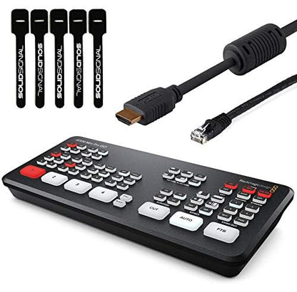 Blackmagic Design ATEM Mini Pro ISO HDMI Live Stream Switcher Bundle mit 6' HDMI-Kabel, 7' Cat5e-Kabel und 5er-Pack SolidSignal Kabelbindern (SWATEMMINIBPRISO) 