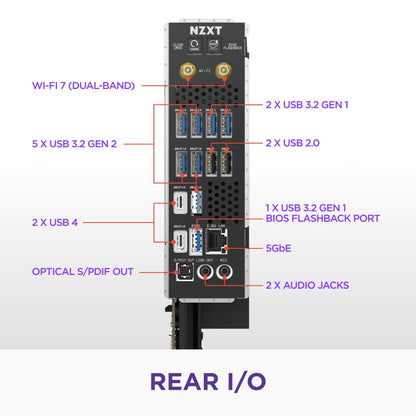 NZXT N9 X870E – AMD X870E AM5 ATX Gaming-Mainboard für Ryzen 9000/8000/7000 (20+2+1 GB), DDR5, 4x M.2, PCIe 5.0, Wi-Fi 7, 5GbE, USB 4 – Vollmetallgehäuse, M.2-Schnellverschlüsse – Schwarz