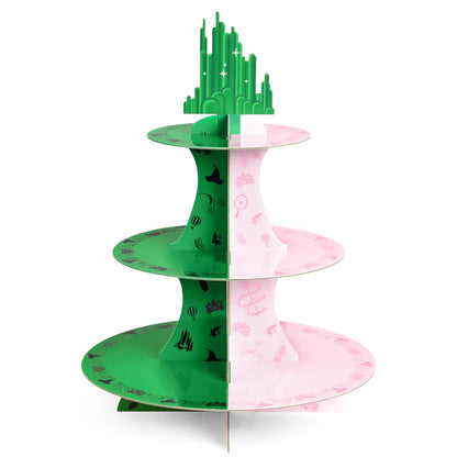 xo, Fetti Pink + Green Witch Cupcake Tower, 3 Etagen | Geburtstagsdekoration, Zauberer-Deko für Kinder, Tortenständer für Mädchen, Desserttisch für Junggesellinnenabschiede