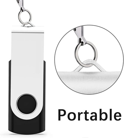 10Pcs 16GB USB Flash Drive Bulk Pack Thumb Drives, Bulk USB 2.0 Flash Drives Swivel Memory Stick 16G Jump Drive Pen Drive Zip Drive for Data Storage Photo Video File Music, Black