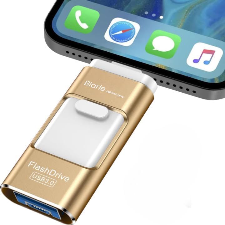 Phoxfer RecovStick 64 GB für iPhone 4-in-1 | Externer USB-Stick von PhotoTek für Mobiltelefone, iPads und Macs | Speicherplatz für Daten, Fotos und Videos | Schnellzugriff mit einem Klick, Gold