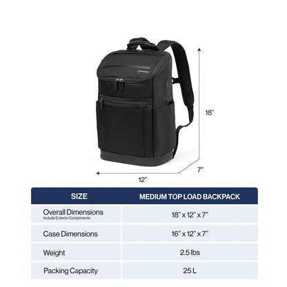Travelpro Crew Executive Choice 3 Medium Top Load Rucksack, geeignet für Laptops und Tablets bis 15,6 Zoll, USB-A- und USB-C-Anschlüsse, Damen- und Herrenmodell, Jet Black 