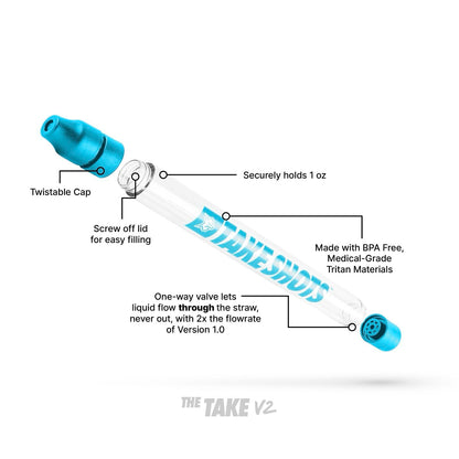TakeShots Take V2 – Shothalter &amp; Strohhalm für Drinks &amp; Chaser – Shots für unterwegs – Passend für alle Standardflaschen, Gläser &amp; Chaser – 30 ml (Blackout)
