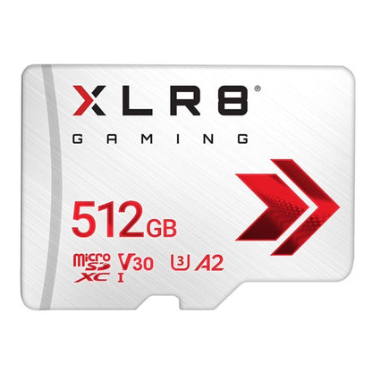 PNY 512GB XLR8 Gaming microSDXC Speicherkarte - 100MB/s, UHS-I, 4K UHD, Full HD, U3, V30, A2 - Micro SD für tragbare Konsolenspiele auf Nintendo Switch, Steam Deck, Smartphones und Tablets
