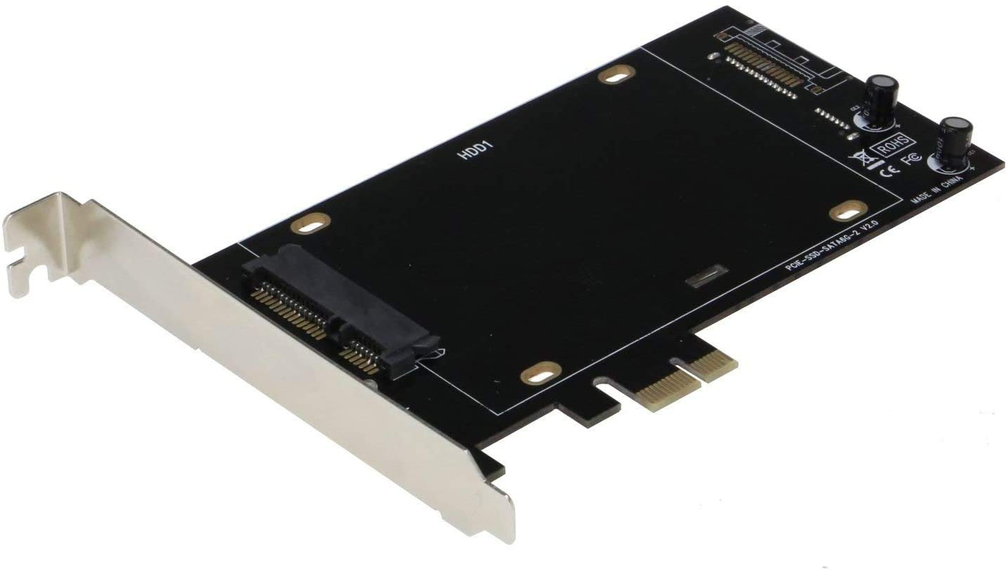Sedna – PCI Express (PCIe) Dual 2,5 Zoll SATA III (6G) SSD-Adapter (kurze doppelseitige SSD-Version) (mit integrierter Stromversorgung, kein SATA-Stromanschluss erforderlich, optimal für Mac), SSD/HDD nicht im Lieferumfang enthalten