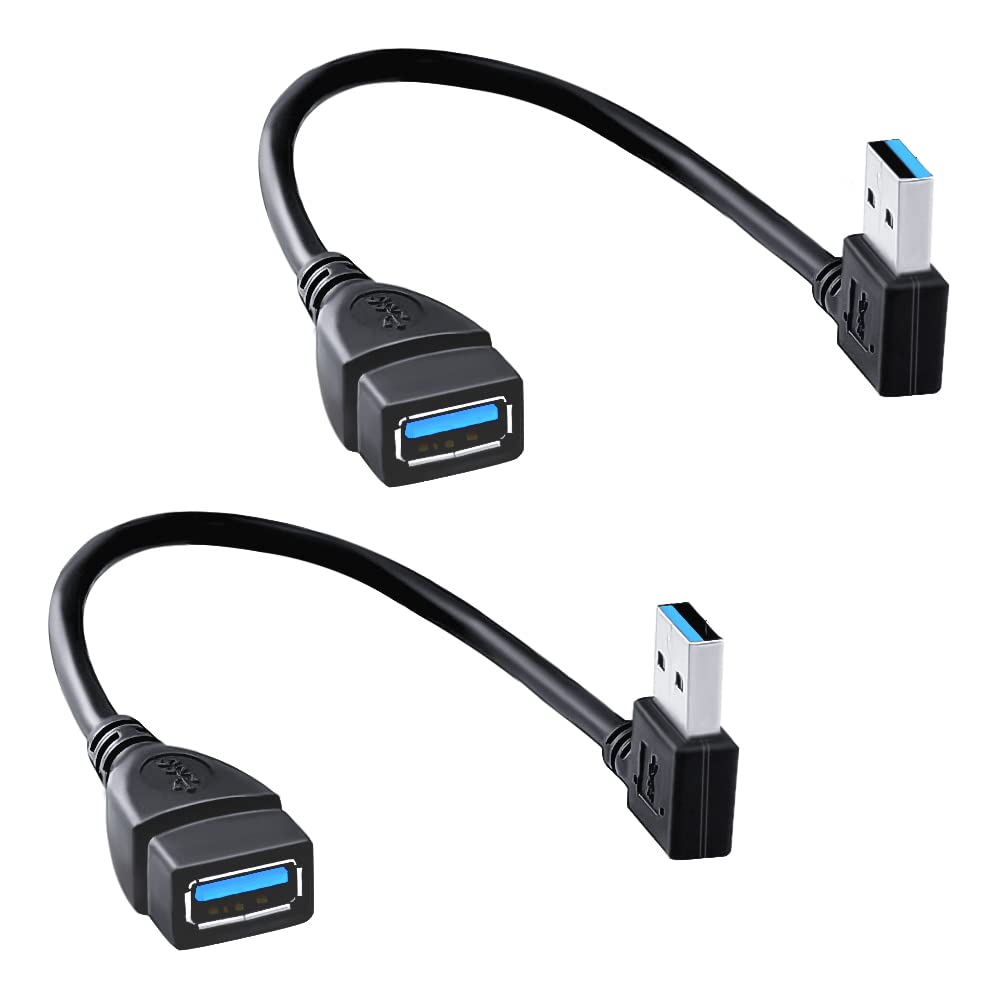 Oxsubor SuperSpeed ​​USB 3.0 Verlängerungs-Datenkabel, Stecker auf Buchse, links und rechts abgewinkelt, 2 Stück (20 cm, 8 Zoll)