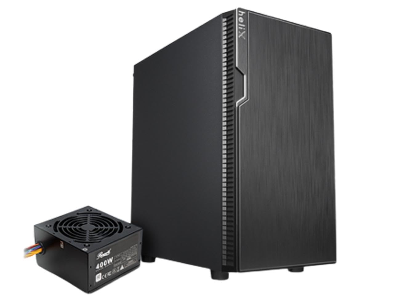 Rosewill FBM-X2-400-HELIX Micro-ATX Mini-Tower-PC-Gehäuse für Gaming und Büroanwendungen mit vorinstalliertem 400-W-Netzteil, Unterstützung für 240-mm-AIO-Wasserkühlung, 2x USB 2.0, 1x USB 3.0