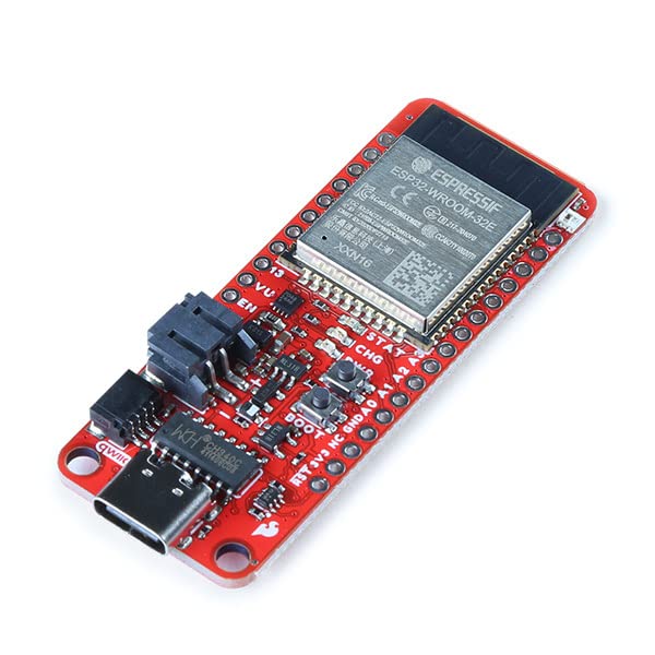 SparkFun Thing Plus – ESP32 WROOM (USB-C) – ESP32-D0WDQ6 Chip, integrierte RGB-Status-LED, Betriebsspannung: 3,3 V, Abmessungen der Platine: 58,4 mm x 25,4 mm x 12,7 mm