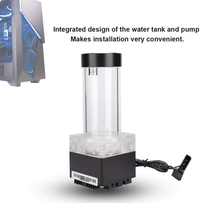 Pumpen-/Ausgleichsbehälter-Kombination für Wasserkühlungssystem, 800 l/h CPU-Wasserkühlungspumpe Radiator, integriert, POM PMMA PUB-FS6PD-17 (Schwarz)