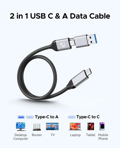 ORICO 1 TB Portable SSD, bis zu 1050 MB/s, kompakt mit 2-in-1 USB-C- und USB-A-Kabel, externe SSD, zuverlässiger Speicher für USB-C-Smartphones, Tablets und PCs – M10PRO