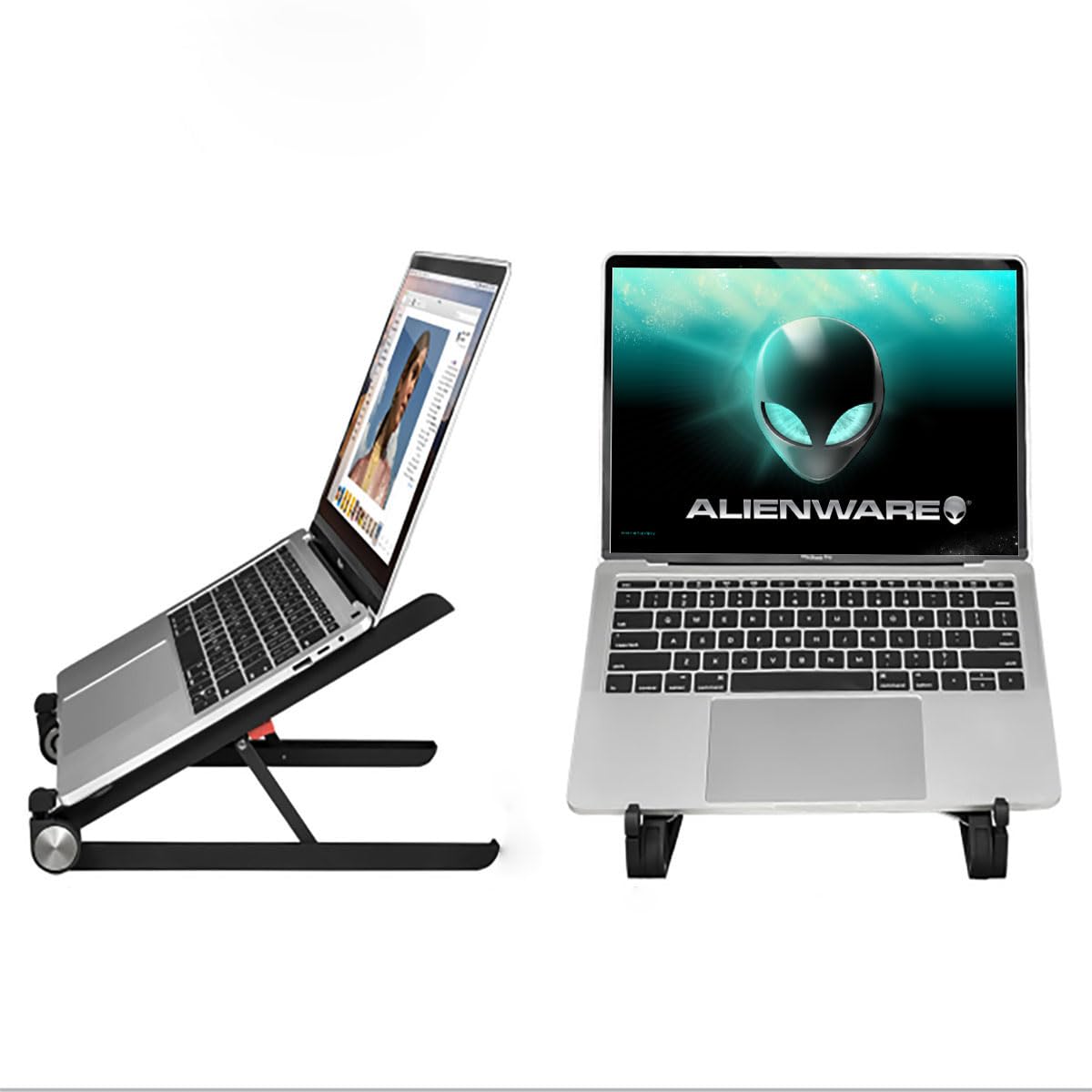 Tragbarer Laptopständer für Dell Alienware m17 m16 m15 m18 x17 x16 x15 x14 Area-51m 16 Aurora 14 15 16 17 18 Zoll Gaming-Laptops für den Schreibtisch, hergestellt aus verstärktem Nylon, Edelstahl 304 und Silikon