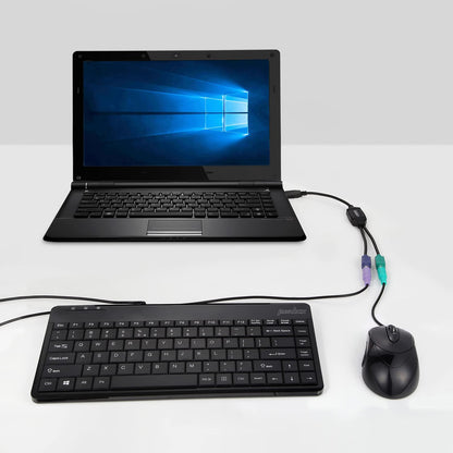 Perixx PERIPRO-401 PS/2-zu-USB-Adapter für Tastatur und Maus – Integrierter USB-Controller – Schwarz