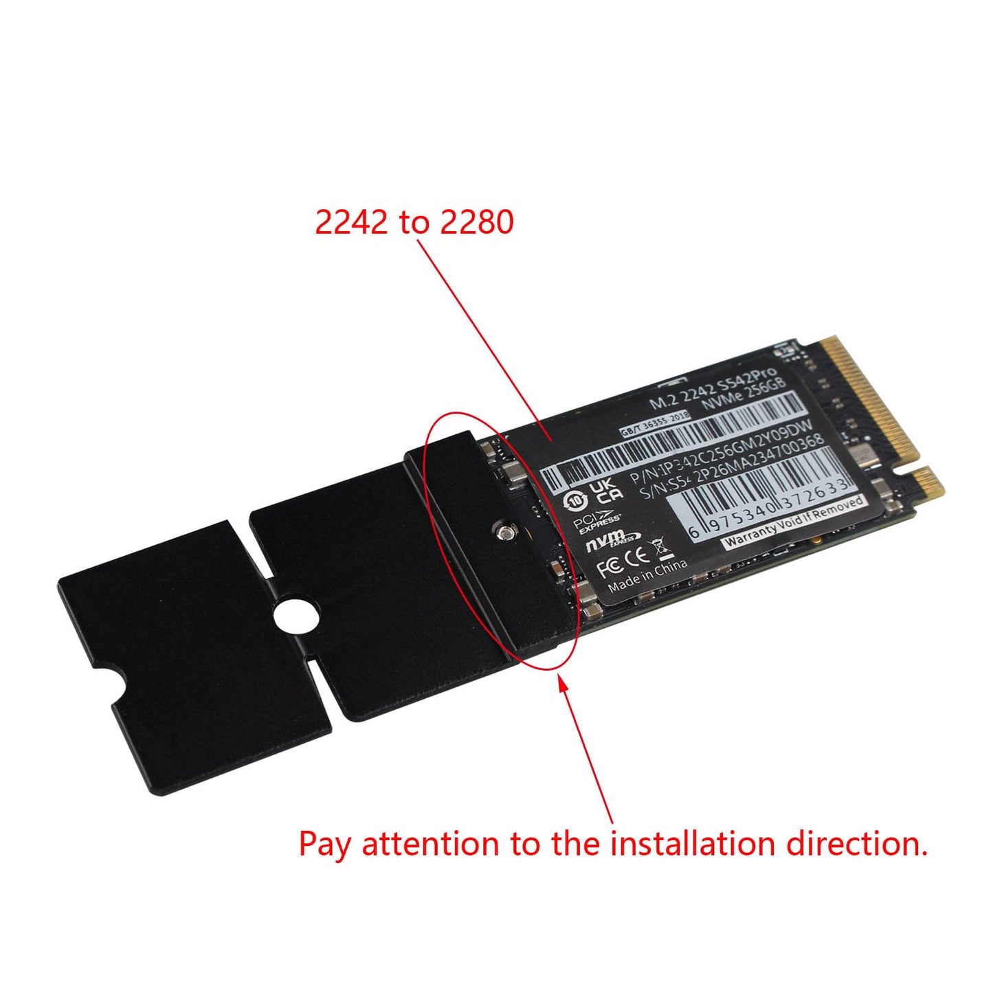 ZDE 2 Stück M.2 NGFF NVMe SSD Längenverlängerungsadapter 2242 auf 2280 SSD-Verlängerungshalterung, Platine, Leiterplatte, SSD-Konverter für Raspberry Pi und PC