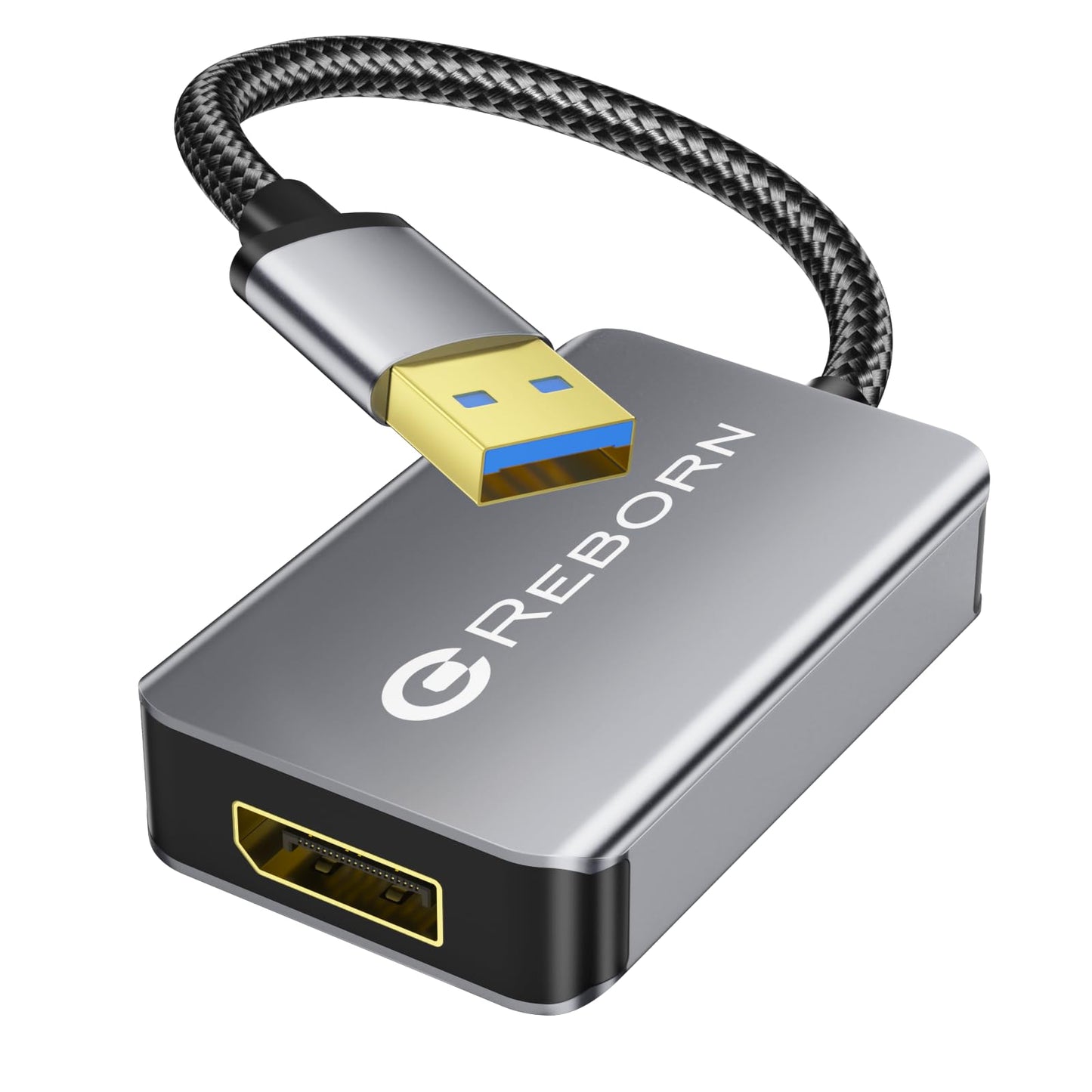 Reborn USB 3.0 auf DisplayPort Adapter, 1080P@60Hz USB 3.0 Stecker auf DisplayPort Buchse Multi-Display-Kabelkonverter, geeignet für MAC OS, Windows 7/8/10/11