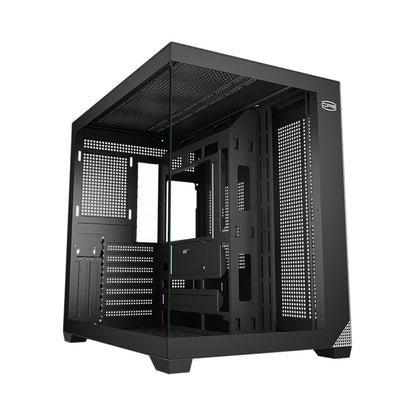 PCCOOLER PC-Gehäuse ATX Midi-Tower, Front aus gehärtetem Glas und Mesh, hoher Luftdurchsatz, Unterstützung für E-ATX/ATX/Micro-ATX/ITX, Unterstützung für 360-mm-Radiatoren, werkzeugloses Design – Schwarz (C3T700, Lüfter nicht im Lieferumfang enthalten)