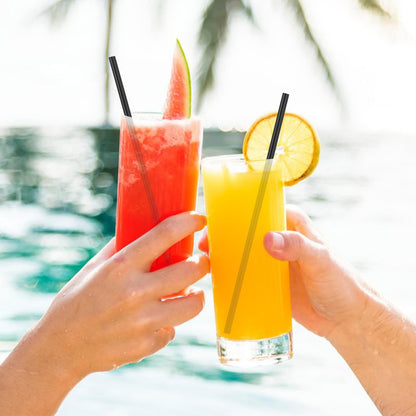 [Einzeln verpackt] 100 Einweg-Trinkhalme aus Kunststoff – 21 cm x 0,6 cm, schwarz, für heiße und kalte Getränke, Säfte, Kaffee und Cocktails