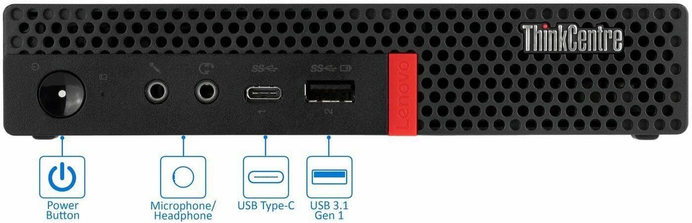 Lenovo ThinkCentre M920q Tiny Desktop, Intel 6-Core i5-8500T, 16 GB RAM, 256 GB NVMe SSD, HDMI, DisplayPort, WLAN, Bluetooth, kabellose Tastatur und Maus, Windows 11, schwarz (Generalüberholt) 