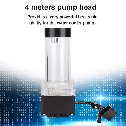 Pumpen-/Ausgleichsbehälter-Kombination für Wasserkühlungssystem, 800 l/h CPU-Wasserkühlungspumpe Radiator, integriert, POM PMMA PUB-FS6PD-17 (Schwarz)