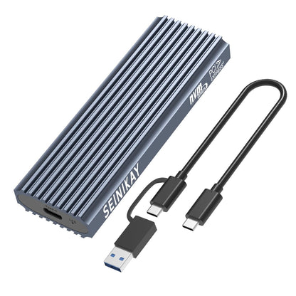 SEINIKAY M.2 NVMe-Gehäuse, werkzeugloser USB 3.2 Gen 2 (10 Gbit/s)-zu-NVMe-Adapter mit Kühlkörper, 10 Gbit/s Geschwindigkeit, Plug &amp; Play, 16 TB Erweiterung, mit CC-zu-A-Kabel