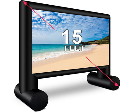 XHYCPY Aufblasbare Projektionsleinwand, 4,57 m (15 Fuß), inklusive Gebläse und Aufbewahrungstasche, einfacher Aufbau, Front- und Rückprojektion für Filmabende im Freien, perfekt für Garten und Pool