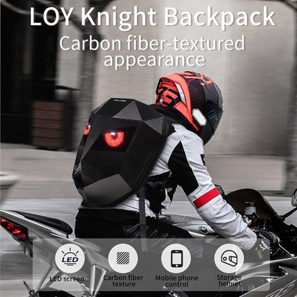 Crelander LED Knight Backpack, 19inch App Control Motorcycle Backpack with DIY Programmable Full Color Screen Waterproof Large Capacity Hard Shell Helmet Bag DIY Pixel Art Animation Laptop Daypack