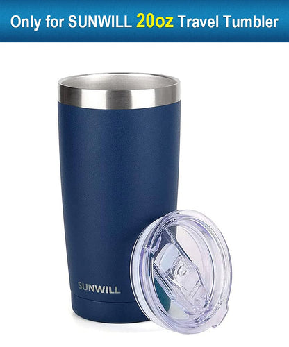 SUNWILL Lid 20oz Travel Tumblers Only, Spill Proof Lid, Splash Resistant Silicone Sliding Covers Replacement 2 Pack, Straw Friendly, BPA Free