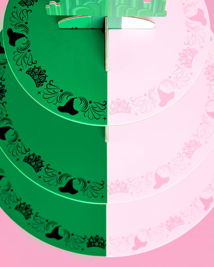 xo, Fetti Pink + Green Witch Cupcake Tower, 3 Etagen | Geburtstagsdekoration, Zauberer-Deko für Kinder, Tortenständer für Mädchen, Desserttisch für Junggesellinnenabschiede