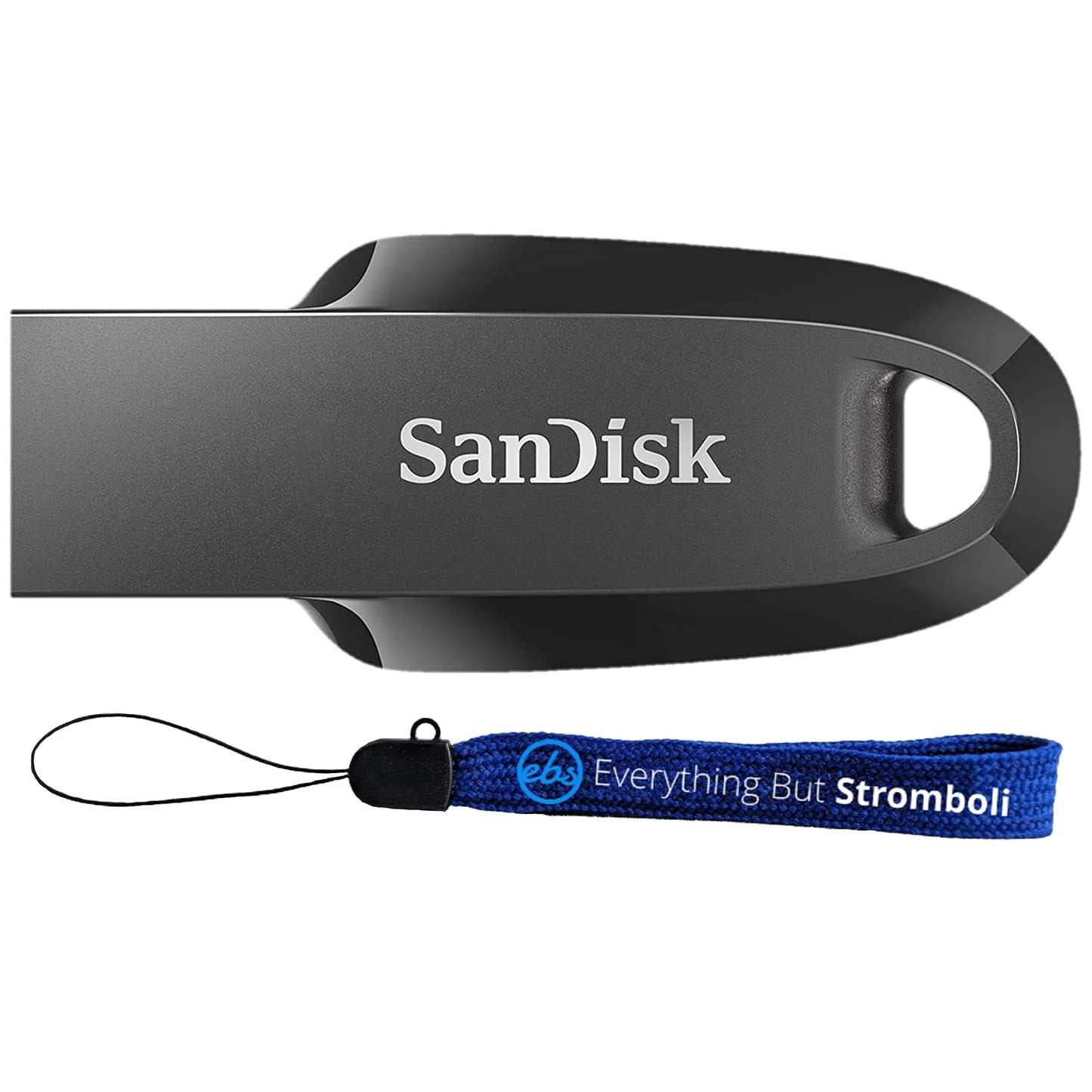 SanDisk 64 GB Ultra Curve USB 3.2 Gen 1 Flash-Laufwerk – SDCZ550-064G-G46 – im Bundle mit (1) Everything But Stromboli Lanyard