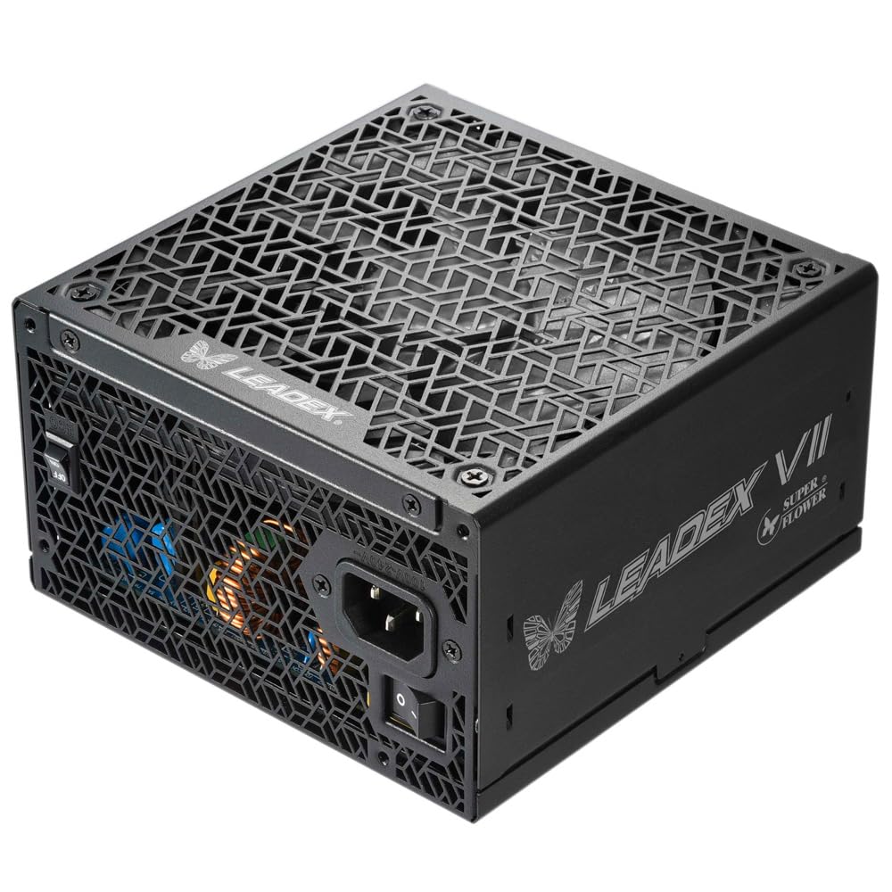 Super Flower Leadex VII XG 1300W 80+ Gold, Cybenetics Platinum, Vollmodular, ATX 3.1 &amp; PCIe 5.0, mit 12VHPWR-Kabel (2x 8-Pin - 16-Pin-Anschlusskabel), Netzteil, FDB-Lüfter, SF-1300F14XG, Schwarze Version