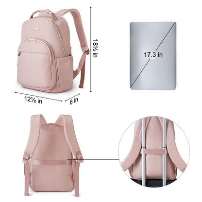LIGHT FLIGHT Laptop-Rucksack für Damen, Reiserucksack für 17,3-Zoll-Laptops, ideal für Arbeit, Reisen und Uni, Größe L, Pink 
