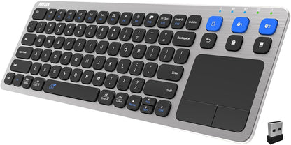 Arteck Universal 2,4-GHz-Funk- und Bluetooth-Touch-TV-Tastatur für verschiedene Geräte mit einfacher Mediensteuerung und integriertem Touchpad für Smart-TVs, TV-Boxen, TV-Computer, Macs und HTPCs 