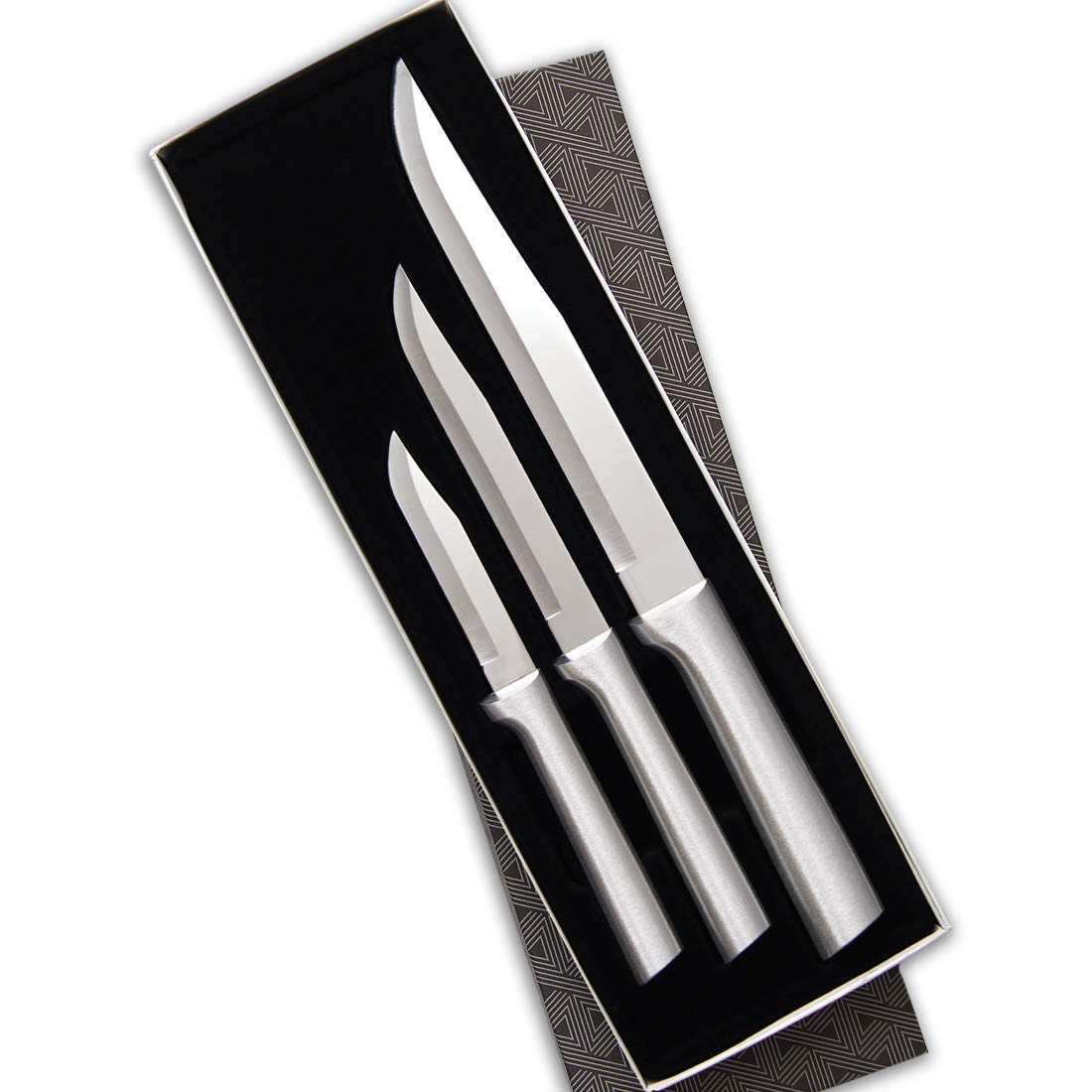 Rada Cutlery 3-Piece Housewarming Knife Gift Set (S02), Stainless Steel Hollow Ground Blades, Made in USA, Silver Handles
