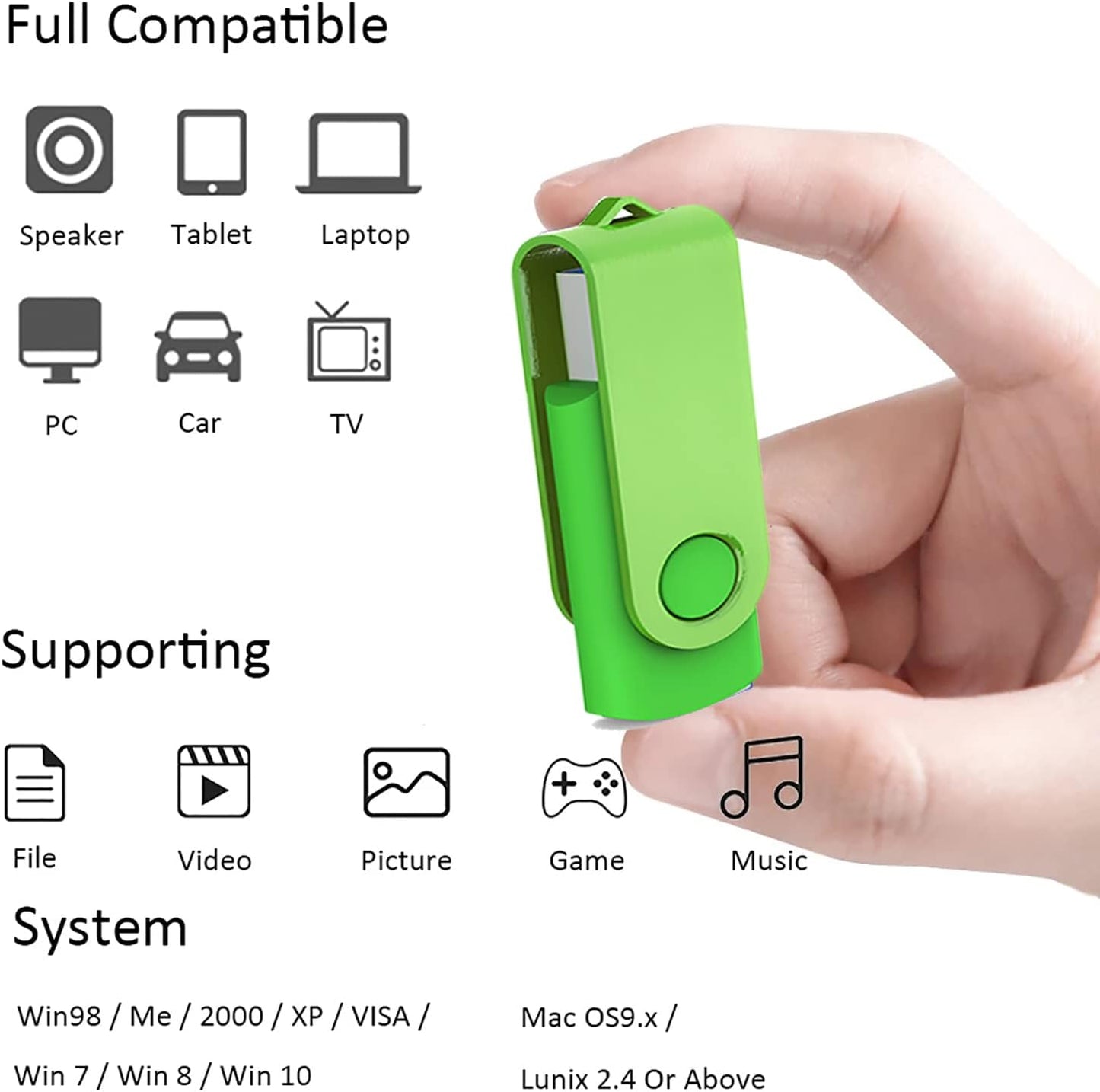 10 Pack 16GB USB Flash Drives, Bulk USB 2.0 Thumb Drives with Swivel Cap