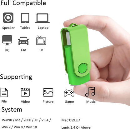 10 Pack 16GB USB Flash Drives, Bulk USB 2.0 Thumb Drives with Swivel Cap