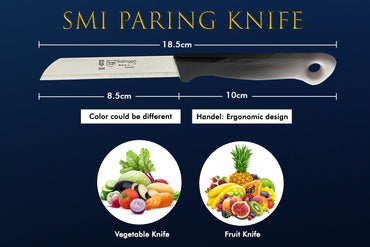 SMI 6-teiliges Schälmesser-Set, gezahnt, Solingen, Deutschland, Gemüsemesser, Obstmesser, Küchenmesser, flexibel, mehrfarbig