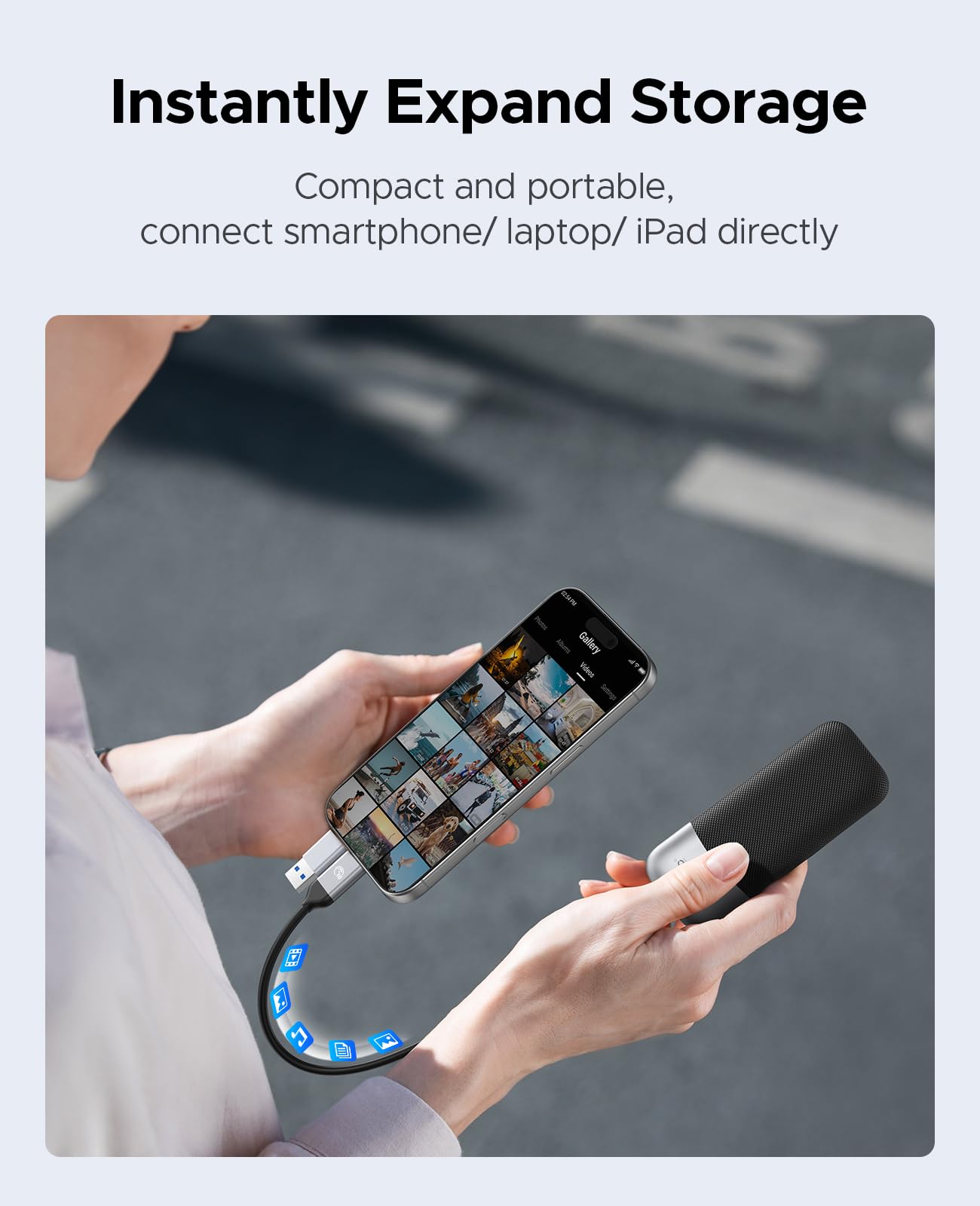 ORICO 1 TB Portable SSD, bis zu 1050 MB/s, kompakt mit 2-in-1 USB-C- und USB-A-Kabel, externe SSD, zuverlässiger Speicher für USB-C-Smartphones, Tablets und PCs – M10PRO