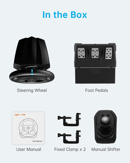 PXN V9 Gaming-Rennlenkrad mit Pedalen und Schalthebel, 270/900 Grad Lenkrad für PC, Xbox One, Xbox Series X/S, PS4, PS3 und Switch 