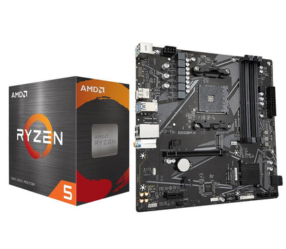 Micro Center AMD Ryzen 5 5500 Desktop-Prozessor mit GIGABYTE B550M K Motherboard (Micro-ATX, DDR4, Dual M.2, SATA 6Gb/s, PCIe 4.0)