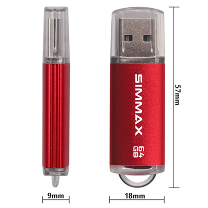 SIMMAX Flash-Laufwerk 2er-Pack 64 GB USB 2.0 Flash-Laufwerke, USB-Sticks, Speichersticks mit LED-Anzeige (Rot/Lila)
