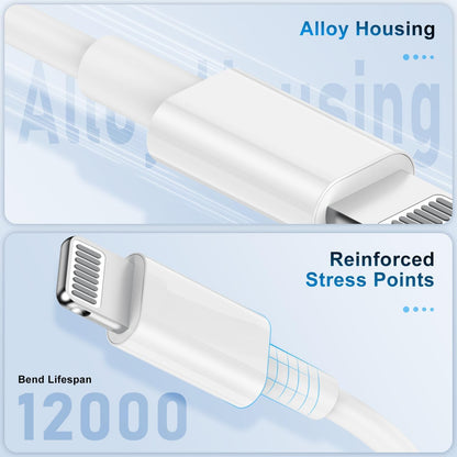 3 Pack Apple MFi Certified Charger Cable 6ft, Lightning to USB Cable Cord 6 Foot, 2.4A Fast Charging,Apple Phone Long Chargers for iPhone 13/12/11/11Pro/11Max/ X/XS/XR/XS Max/8/7/6