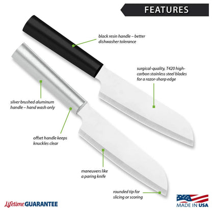 Rada Cutlery Küchenmesser (R140), 12 cm lange, hohlgeschliffene Klinge aus Edelstahl, hergestellt in den USA, silberner Griff