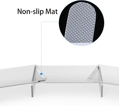 X-cosrack Clear Acrylic Monitor Stand Riser, 3 Shelves Adjustable Dual Monitor Stand with Anti-Slip Mat, Premium Desk Organizer for Home Office, Laptops, PCs, Printers, TVs