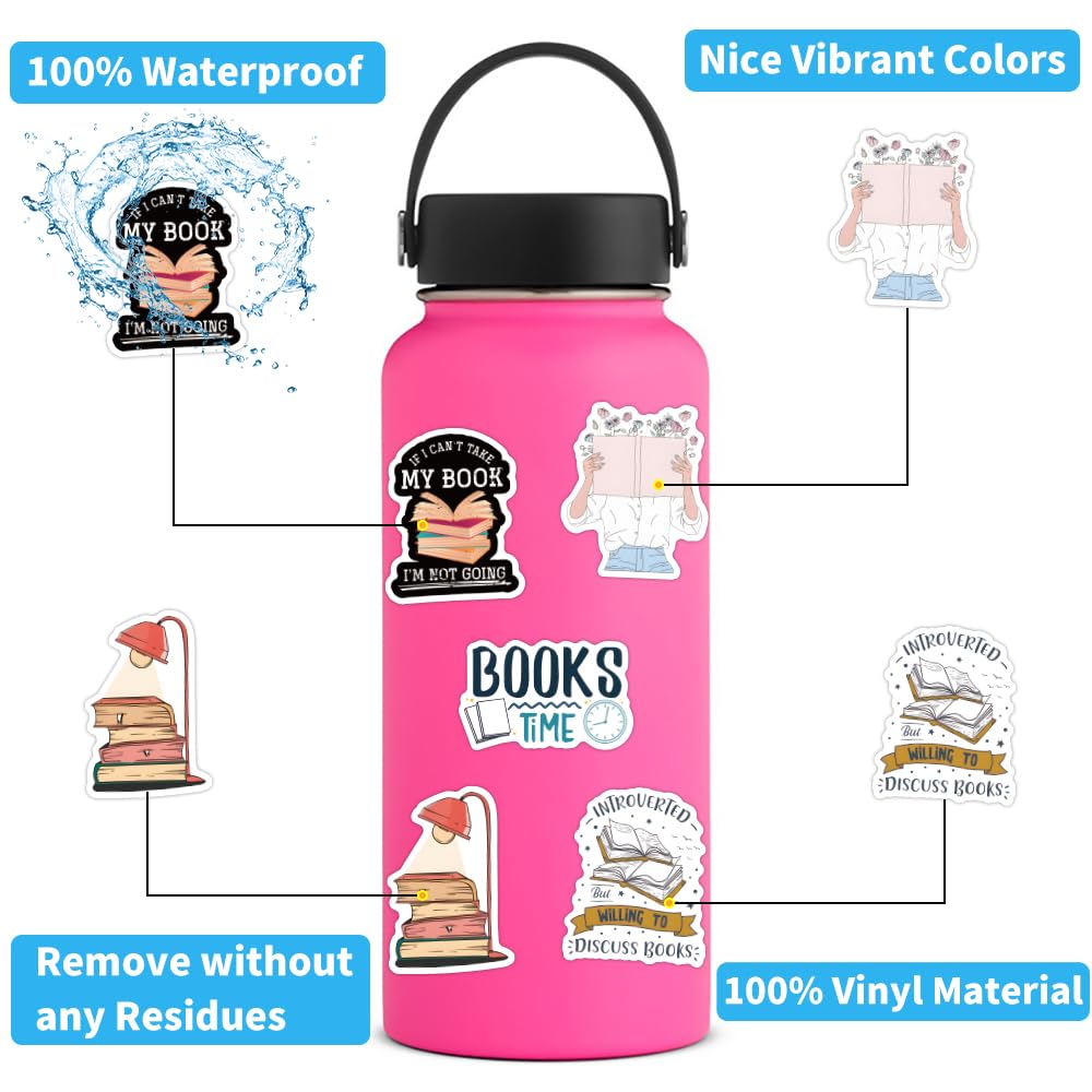 XINGXIANGUS 102-teiliges Sticker-Set für Bücherliebhaber, wasserfeste Sticker für Kindle, Laptop, Handy und Wasserflasche – das perfekte Geschenk für Bücherfreunde