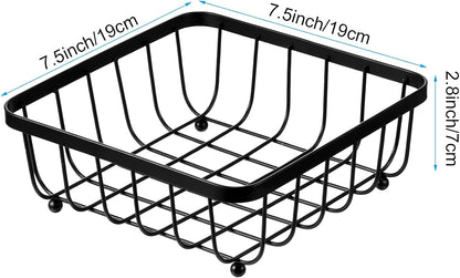 2 Pieces Napkin Holder for Table, Modern Flat Metal Paper Napkin Holder for Kitchen or Dining Room, Square Metal Lattice Basket, Restaurant Towel Dispenser (Black)